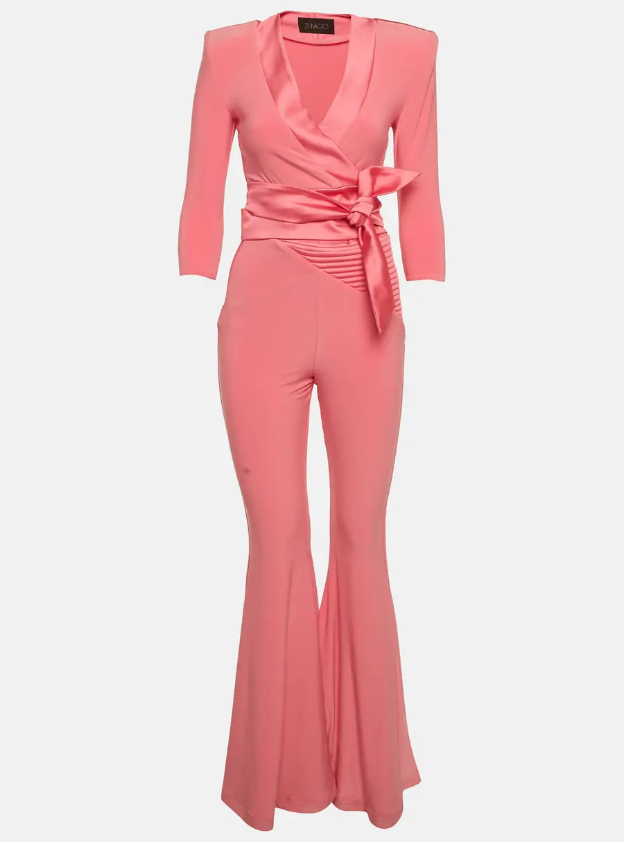 House of Zhivago Pink Jersey Flared Leg Idunn Jumpsuit S