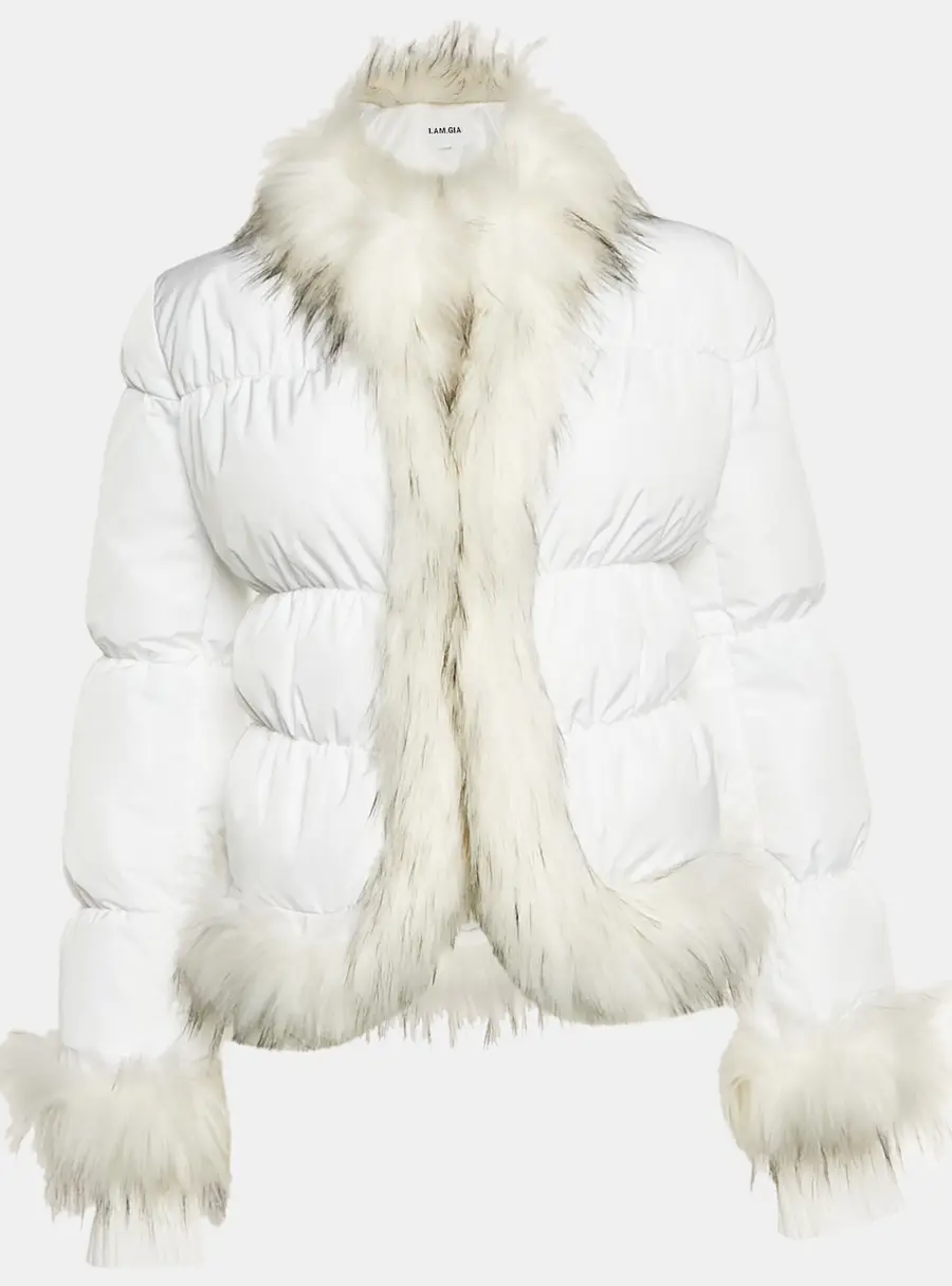 I am gia White Synthetic Faux Fur Puffer Jacket S