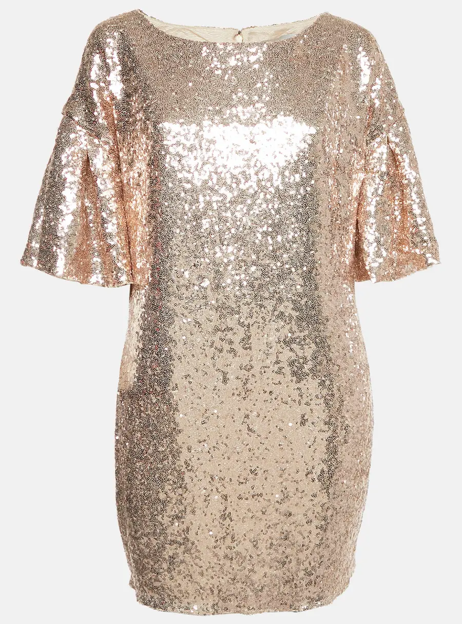 INGIE Paris Copper Gold Sequin Flared Sleeve Mini Dress M