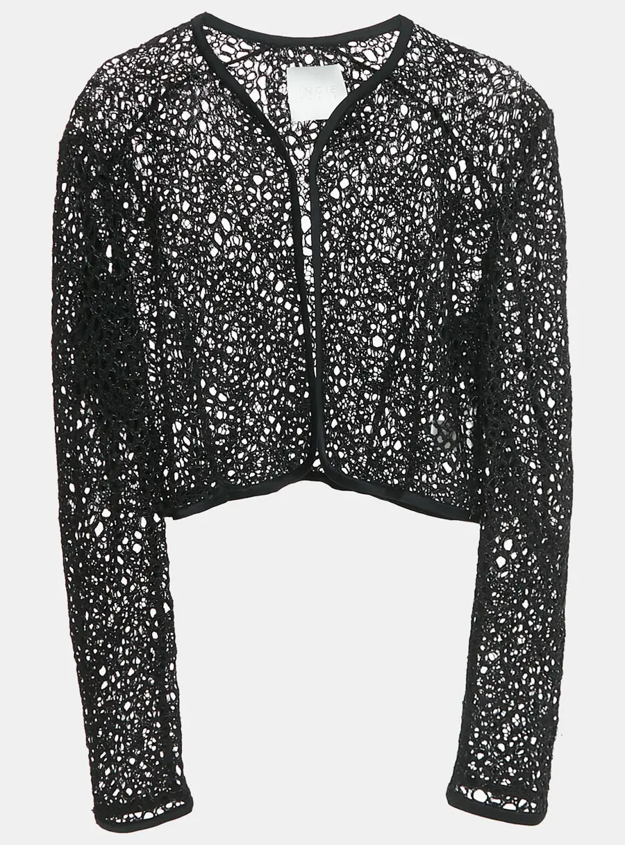INGIE Paris Black Guipure Lace Blouse S