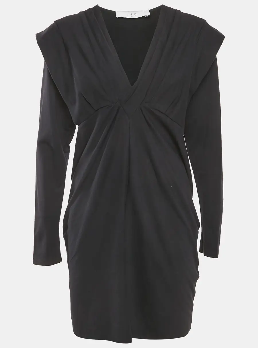 IRO Black Cotton Knit V-Neck Emylie Mini Dress M