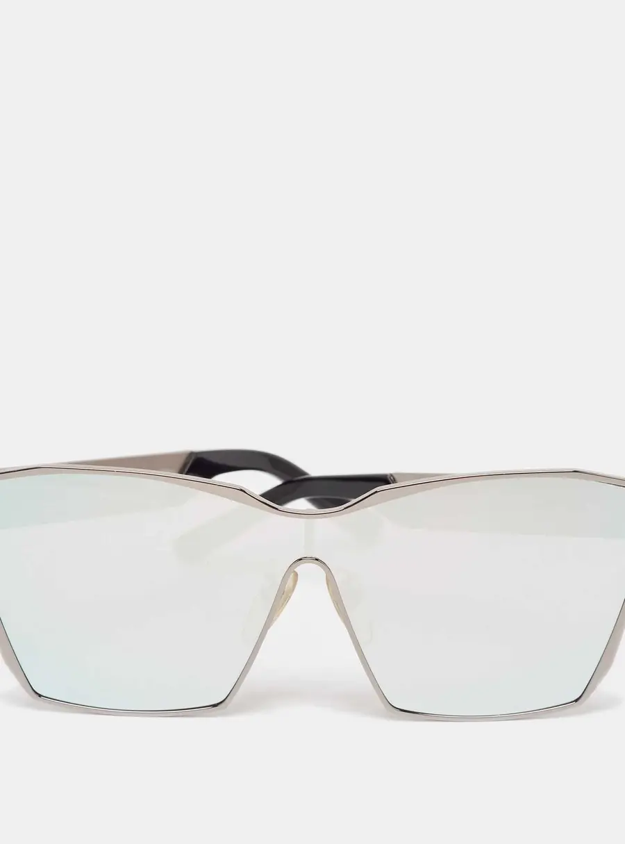 Irresistor Silver/Black Lambda Oversized Sunglasses