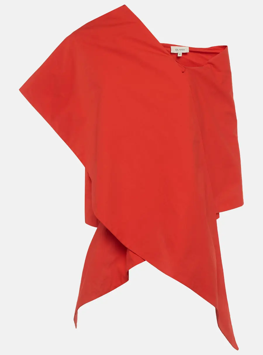Isa Arfen Red Cotton Knot Detail Blouse S