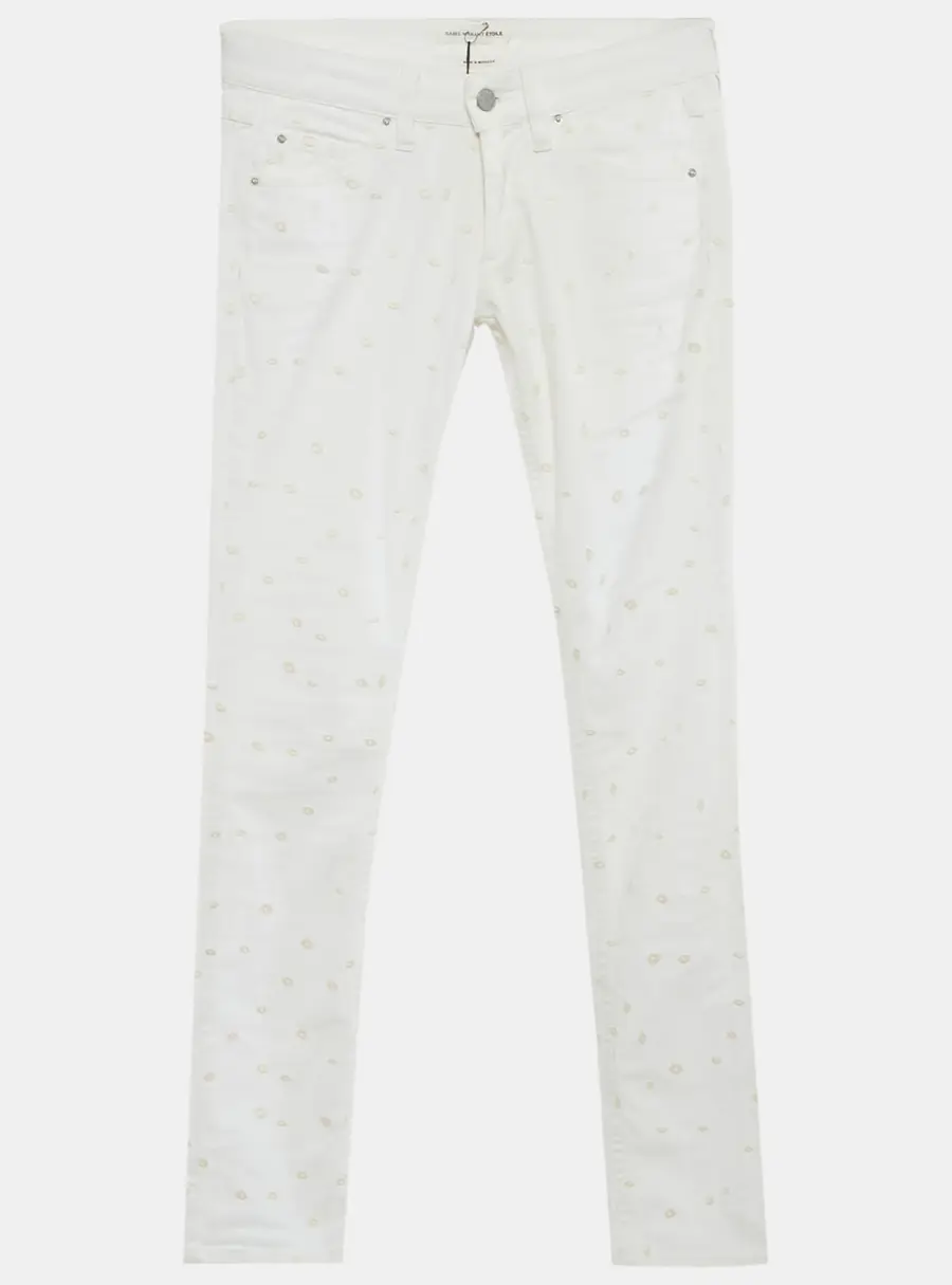 Isabel Marant Étoile White Embroidered Denim Rumba Jeans S Waist 27"