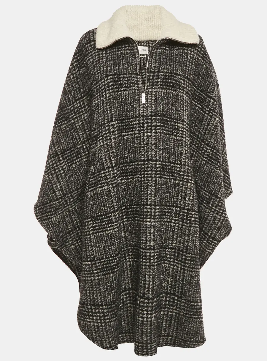Isabel Marant Etoile Grey Checks Wool Cape XS