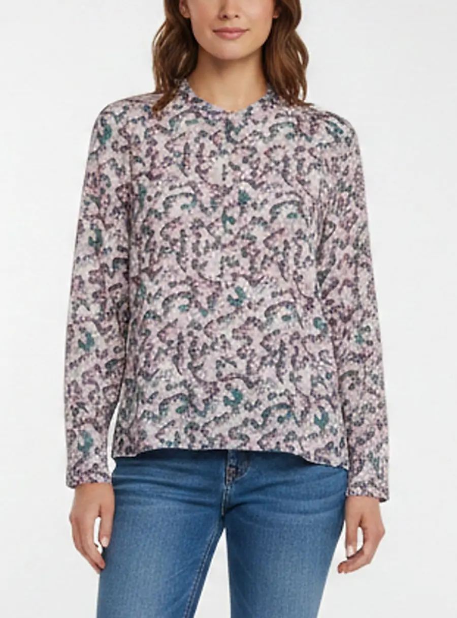 Isabel Marant Etoile Purple Abstract Print Cotton Voile Maria Top XS