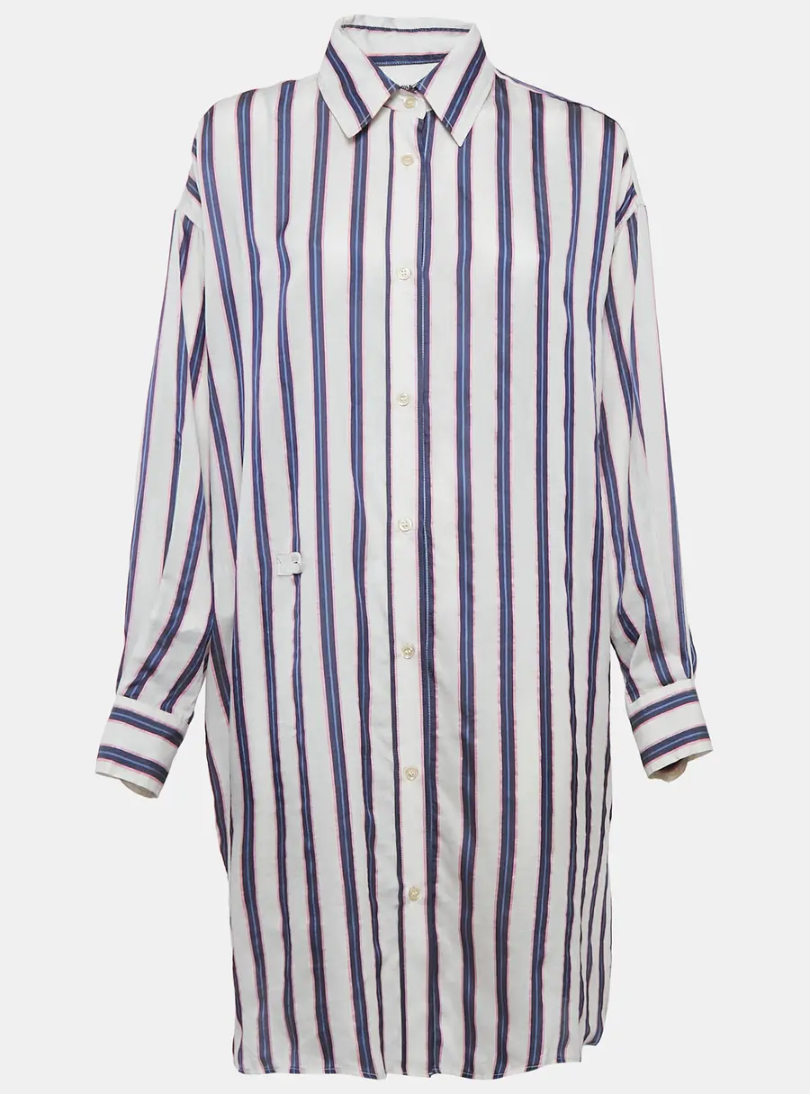 Isabel Marant Etoile White/Blue Stripe Cotton Blend Seenli Dress S