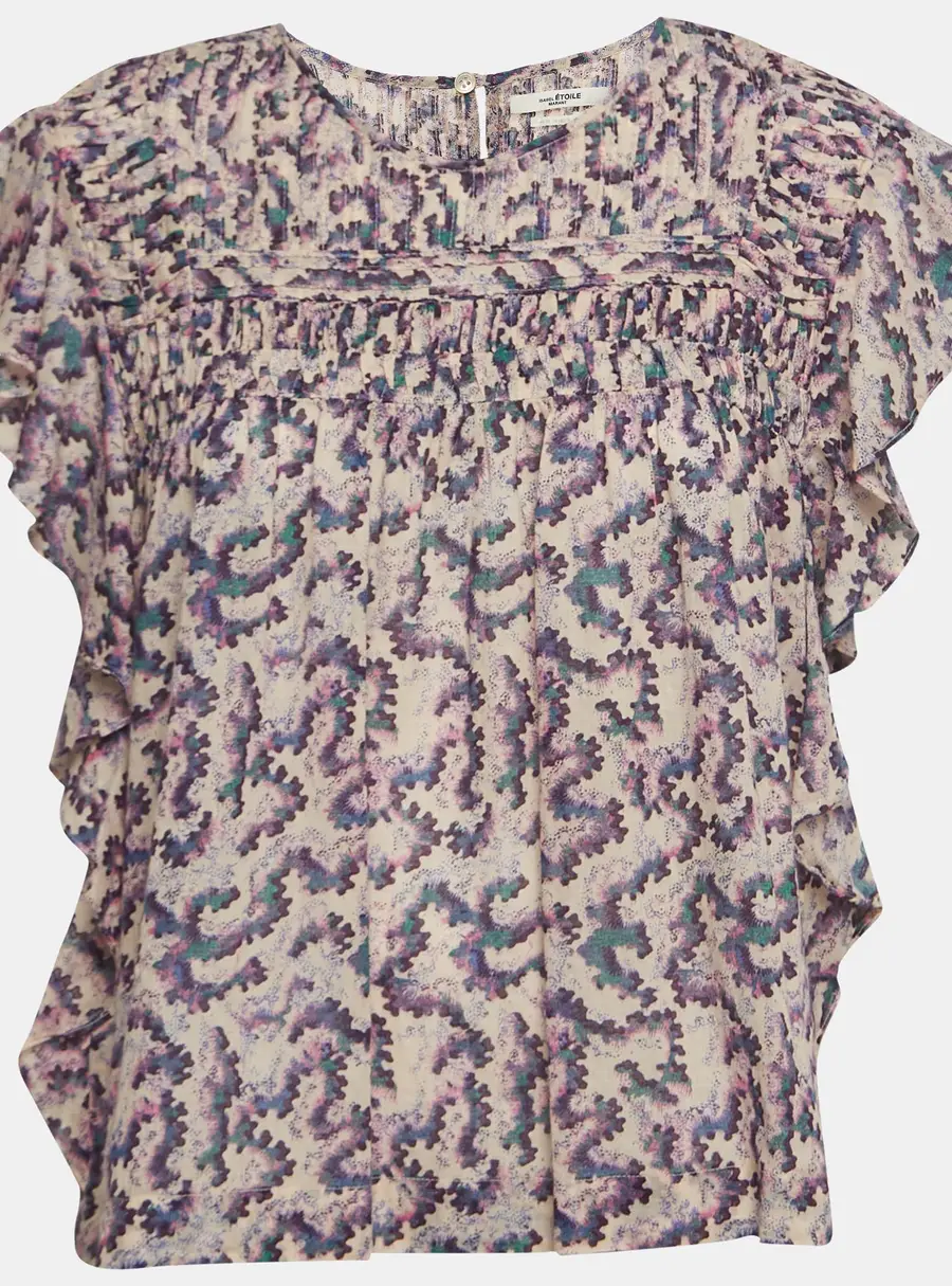 Isabel Marant Etoile Multicolor Printed Cotton Ruffled Ilayona Top M