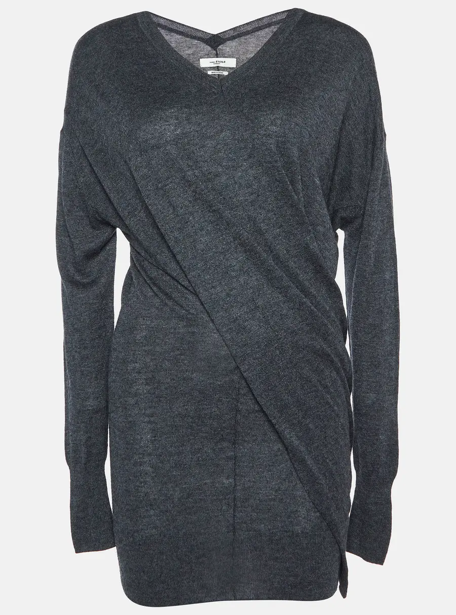 Isabel Marant Etoile Grey Wool Blend Draped Mini Dress XS