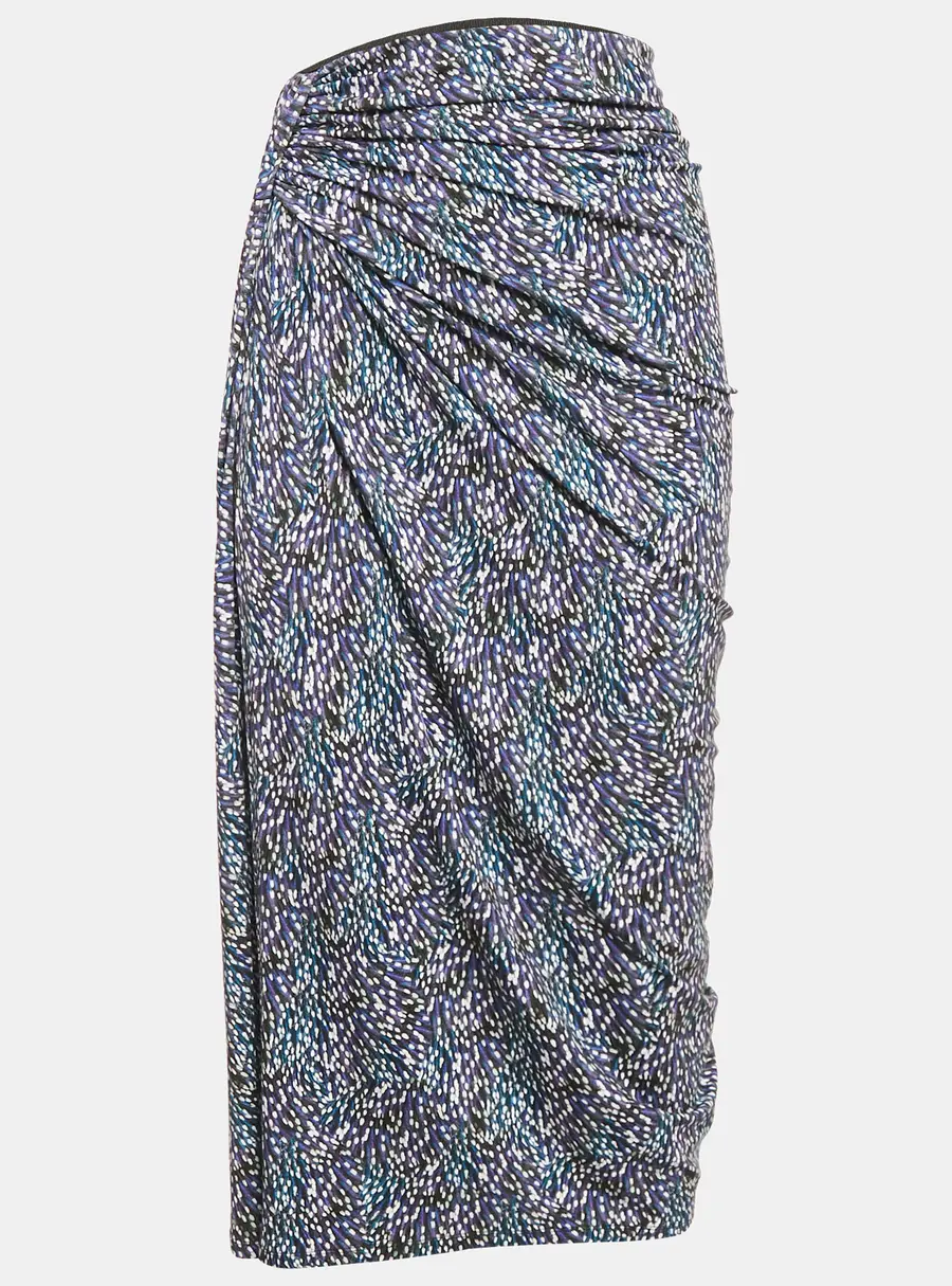 Isabel Marant Etoile Blue Jeldia Print Jersey Draped Midi Skirt M