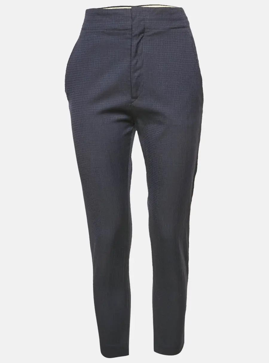 Isabel Marant Etoile Navy Blue Patterned Wool Trousers S