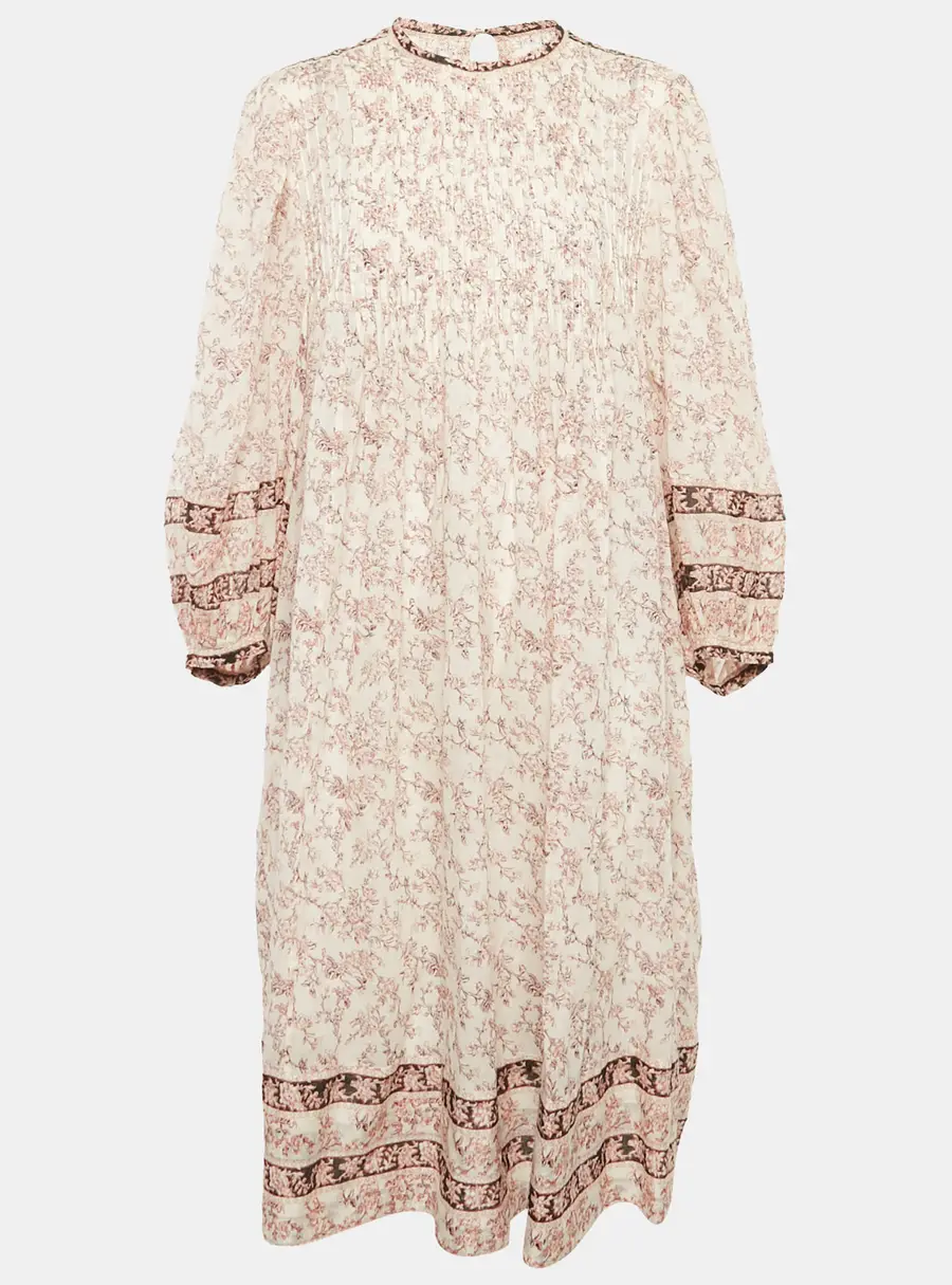 Isabel Marant Etoile Pink Printed Cotton Pleated Midi Dress L
