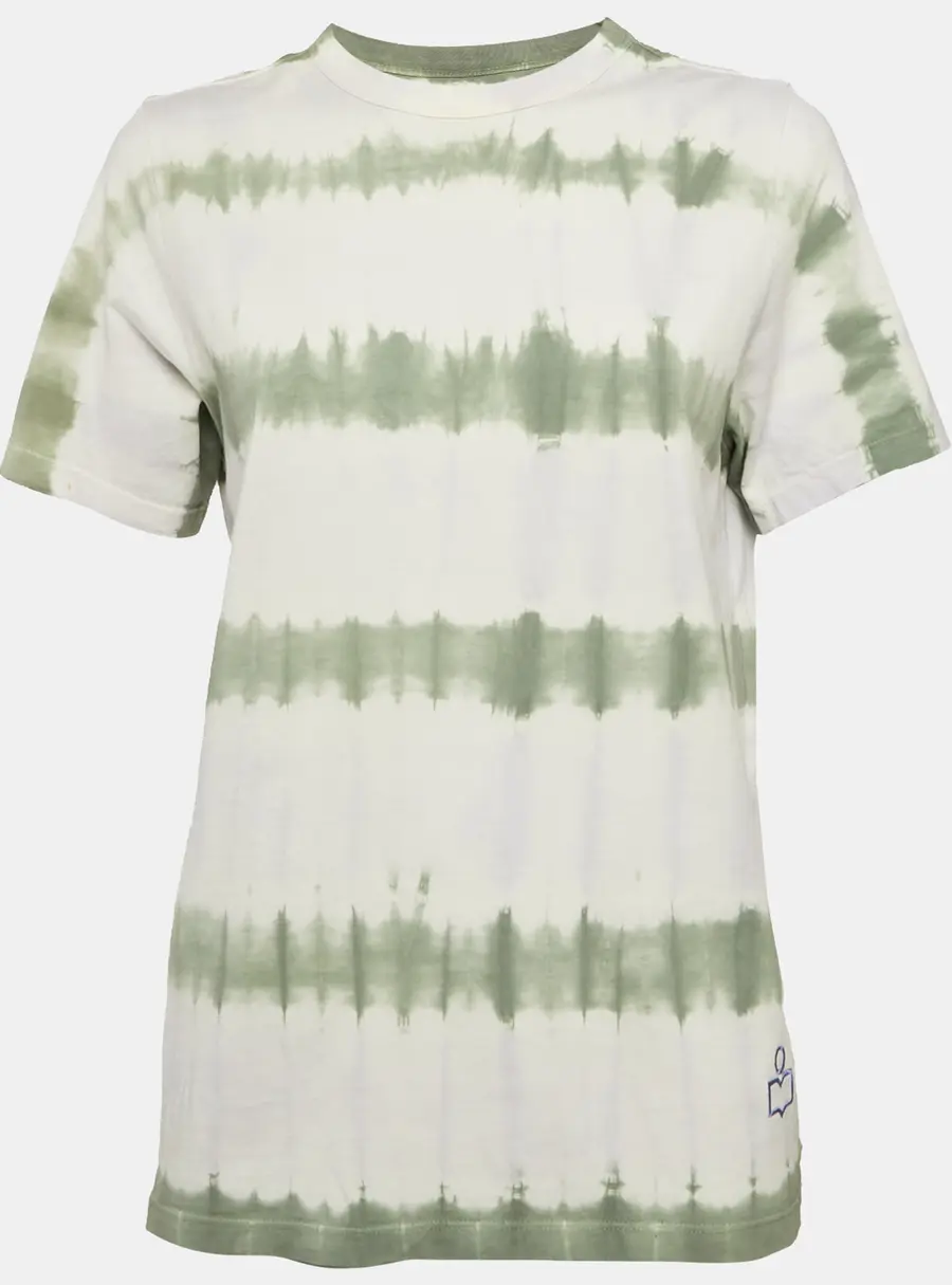 Isabel Marant Etoile White/Green Tie-Dye Cotton Dena T-Shirt S