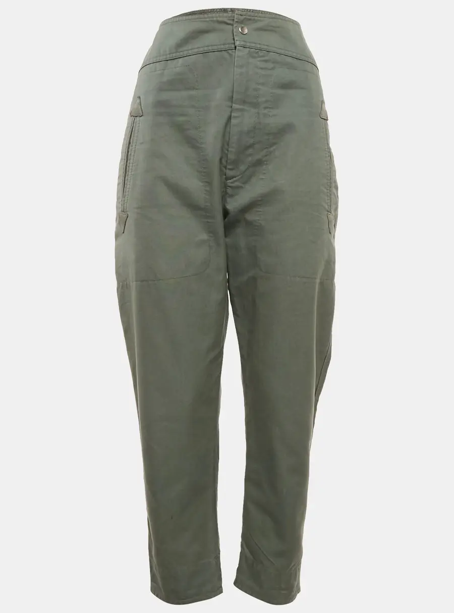 Isabel Marant Etoile Green Cotton Tapered Raluniae Trousers S