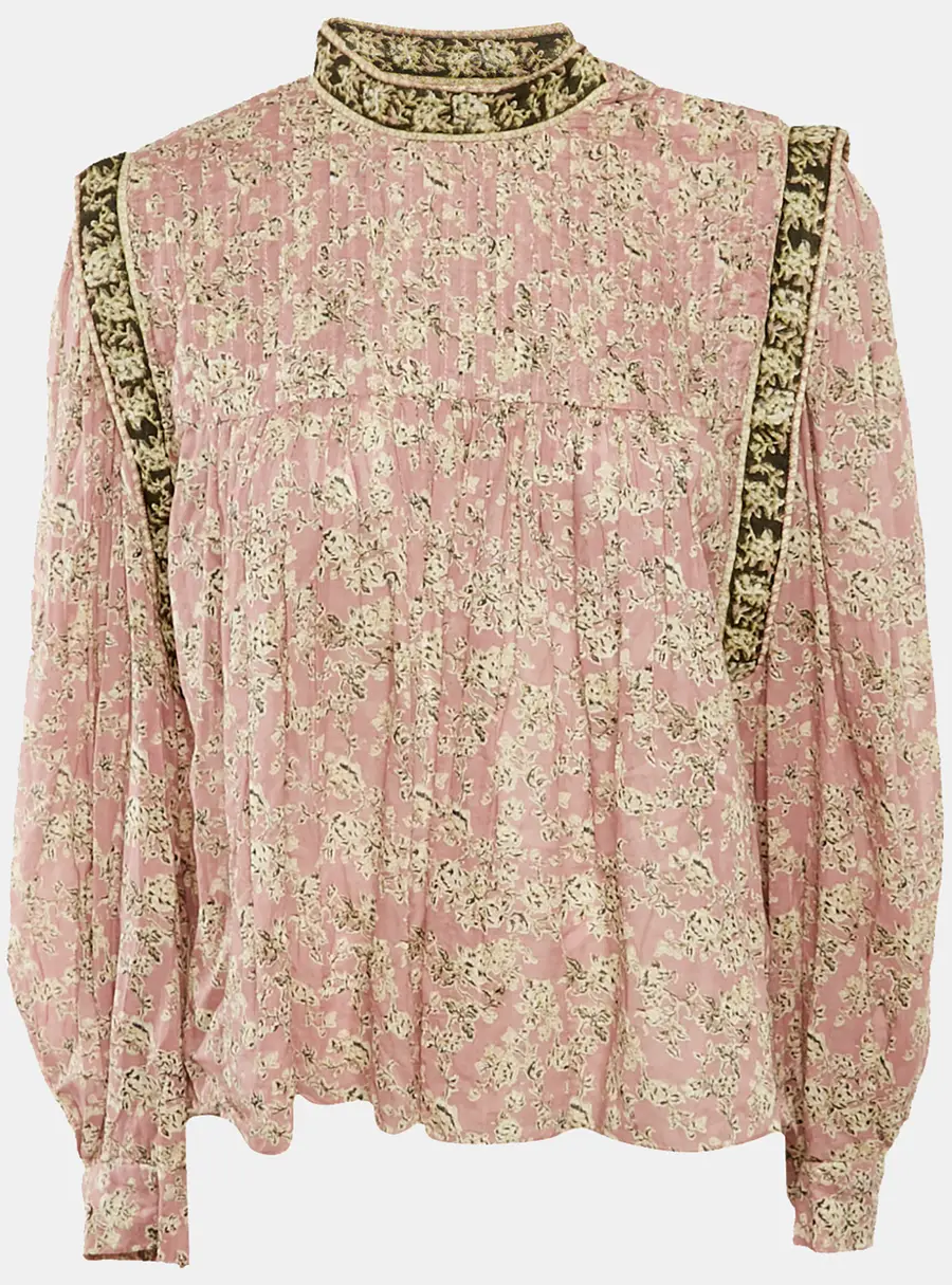 Isabel Marant Etoile Lilac Floral Print Cotton Voile Blouse S