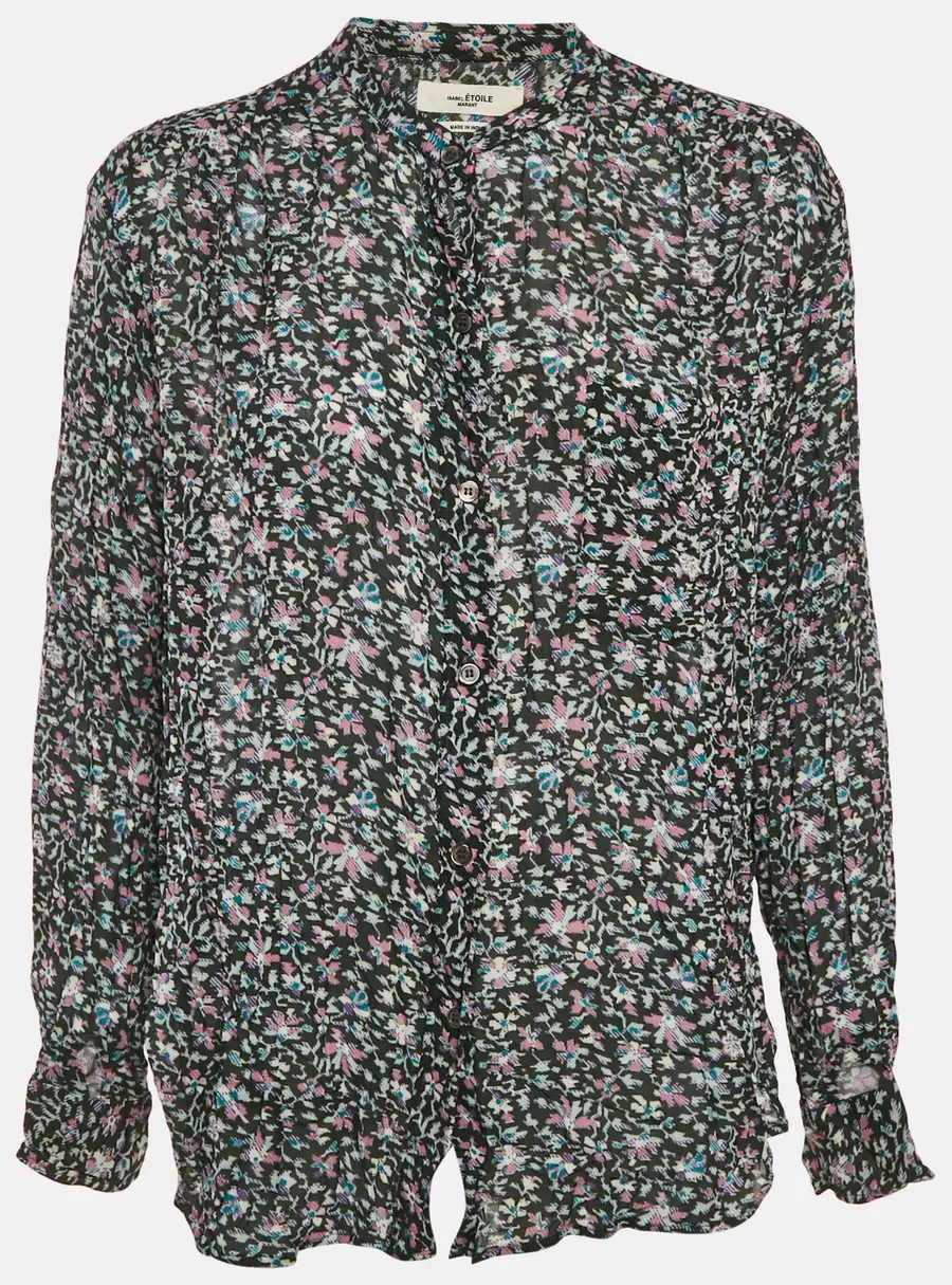 Isabel Marant Etoile Dark Green Printed Crepe Top XL