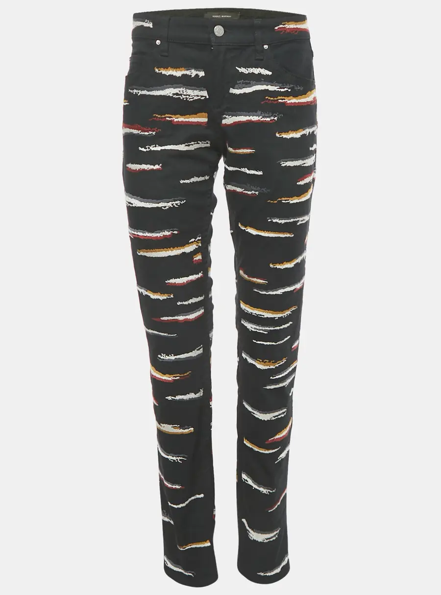 Isabel Marant Etoile Black Embroidered Denim Jeans M Waist 32"