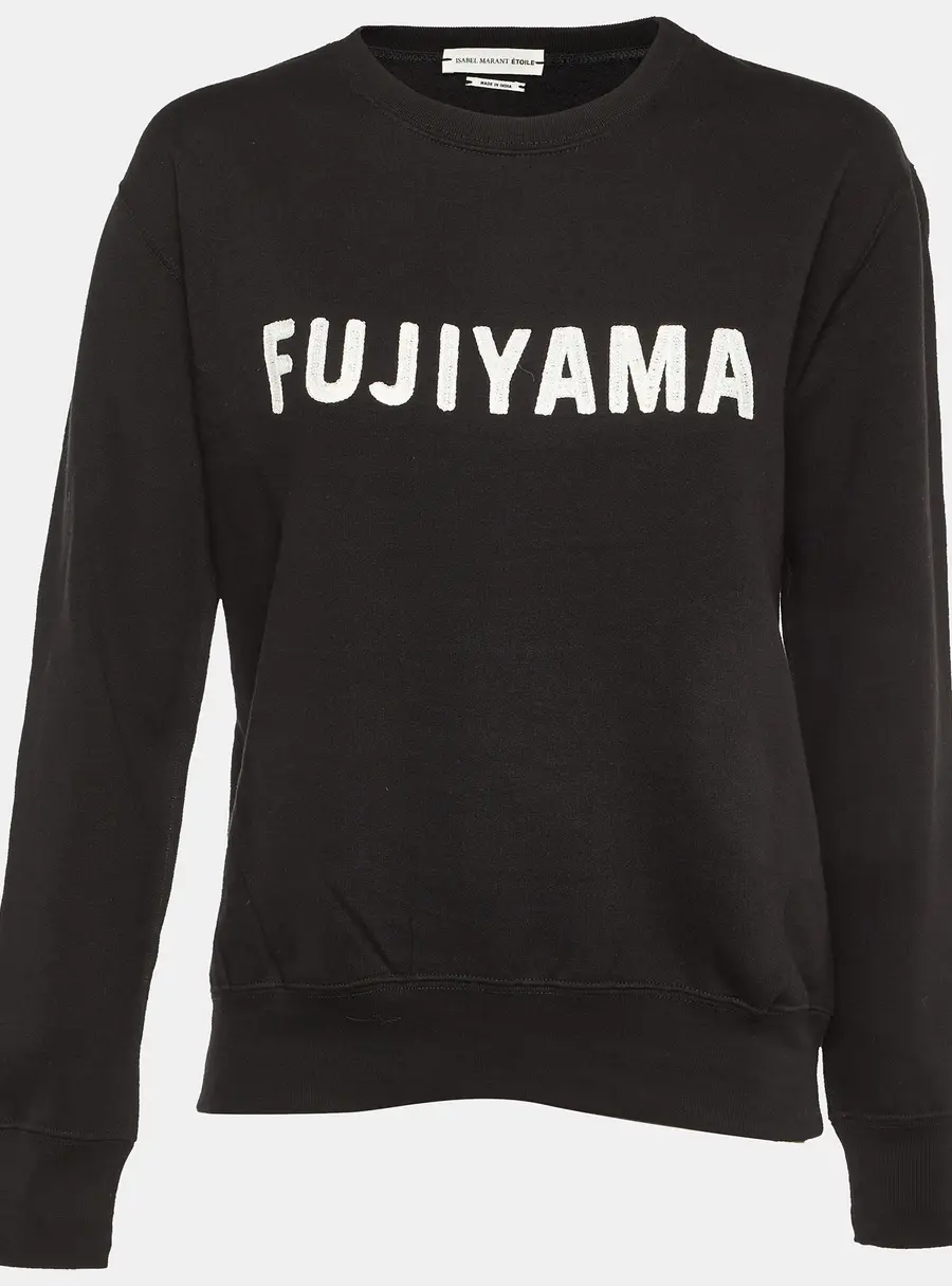 Isabel Marant Etoile Black Cotton Fleece Fujiyama Embroidered Sweatshirt M