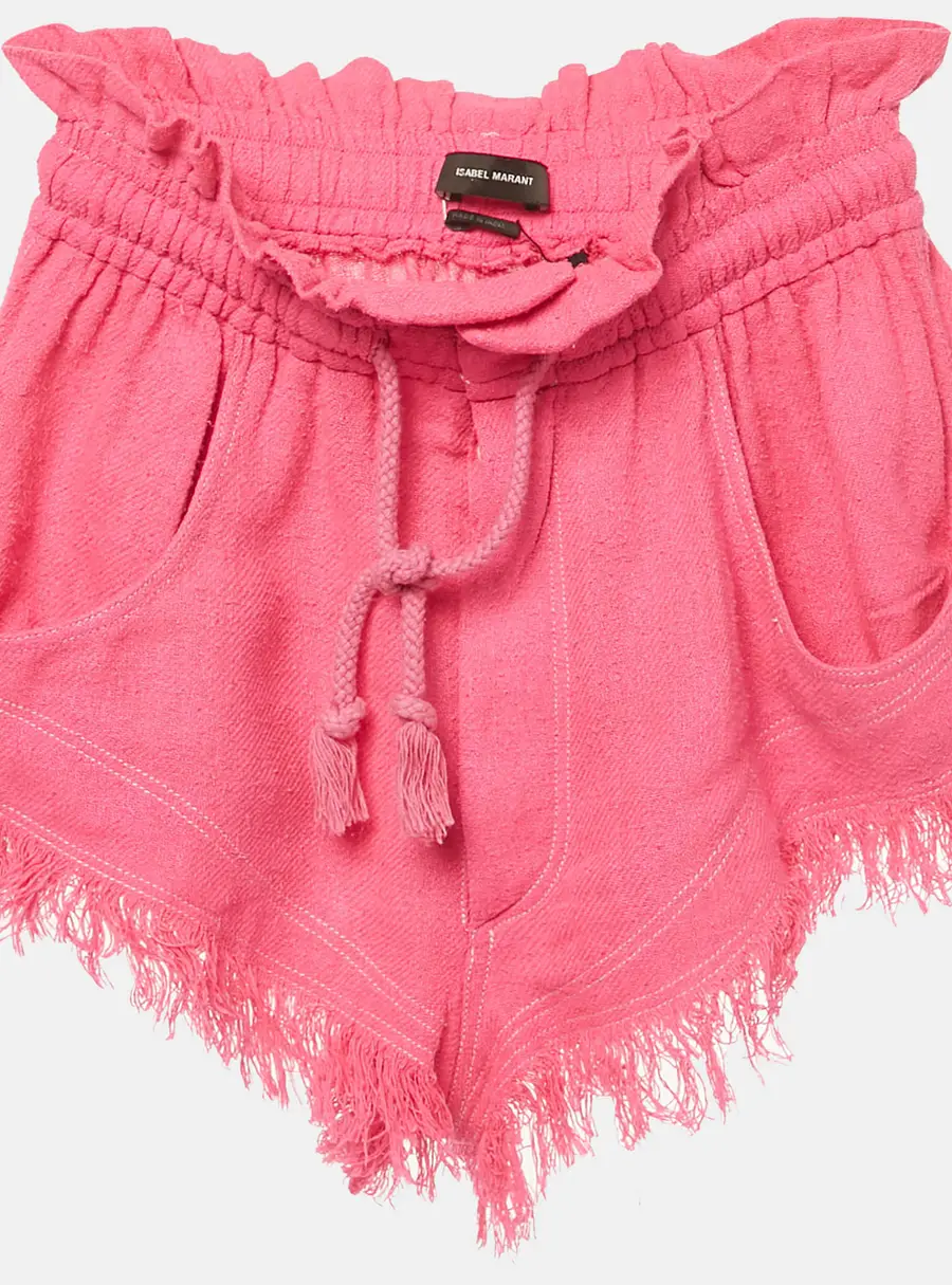Isabel Marant Pink Silk Gauze Frayed Talapiz Shorts S