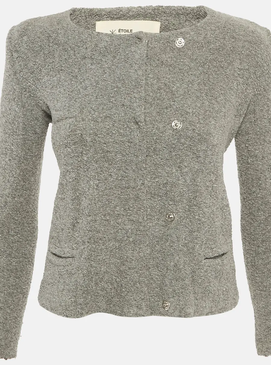 Isabel Marant Etoile Grey Textured Knit Button Front Cardigan S
