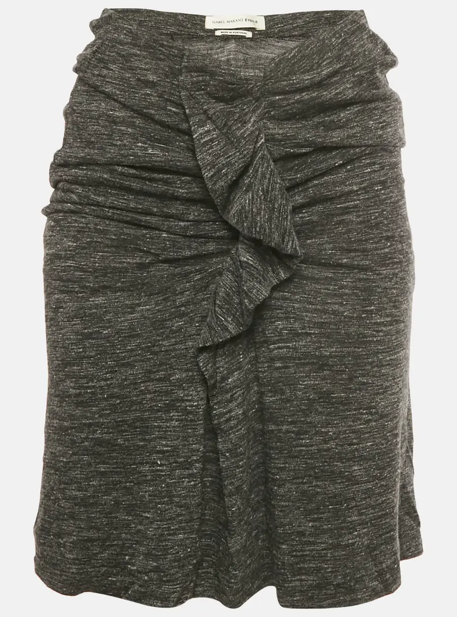 Isabel Marant Etoile Grey Jersey Ruffled Mini Skirt M
