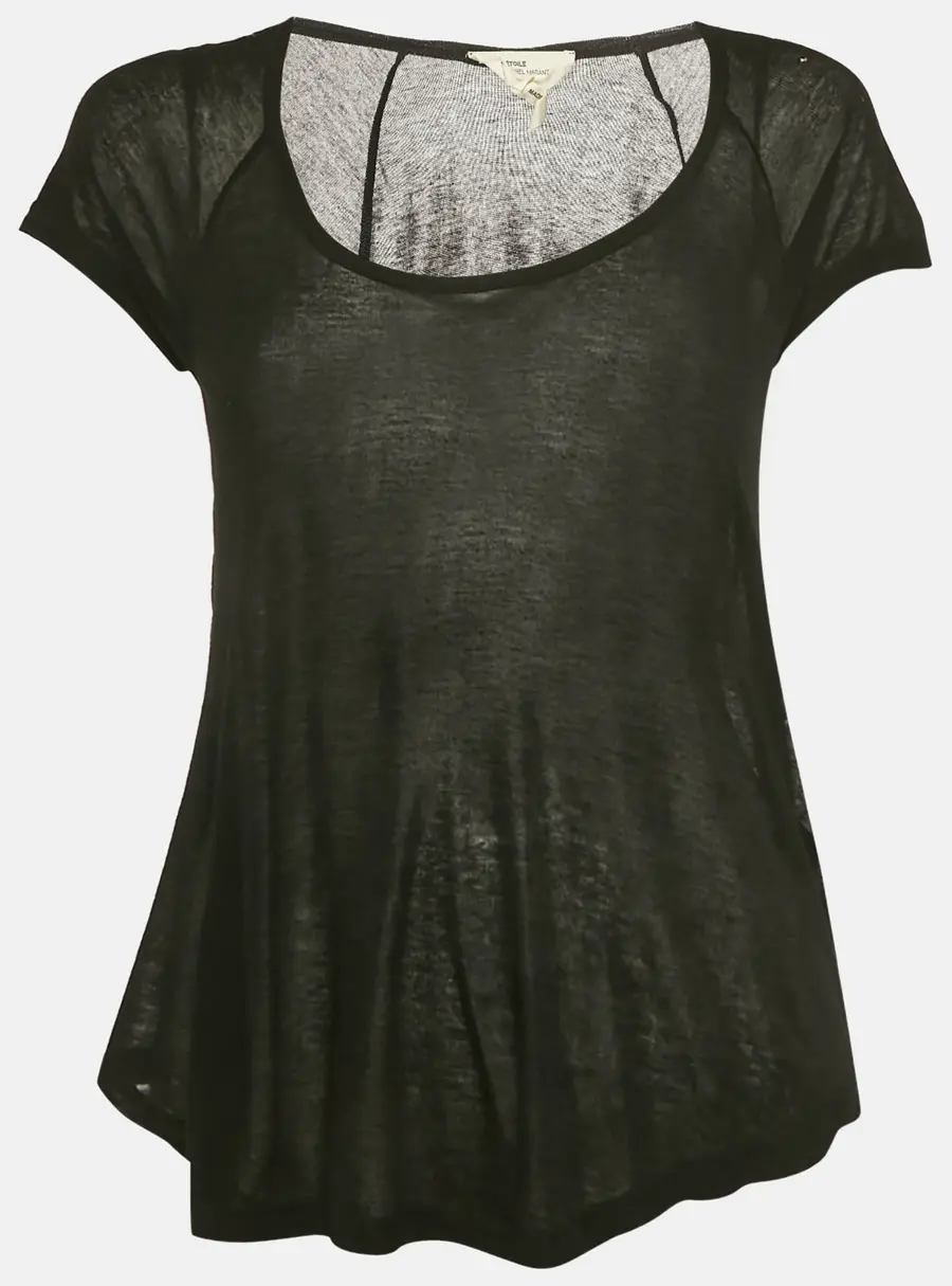 Isabel Marant Etoile Black Jersey Semi Sheer T-Shirt M