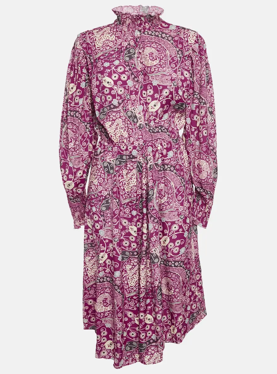 Isabel Marant Etoile Pink Printed Crepe Cescott Midi Dress M