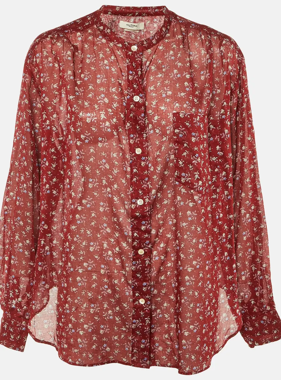 Isabel Marant Etoile Red Floral Printed Cotton Shirt M