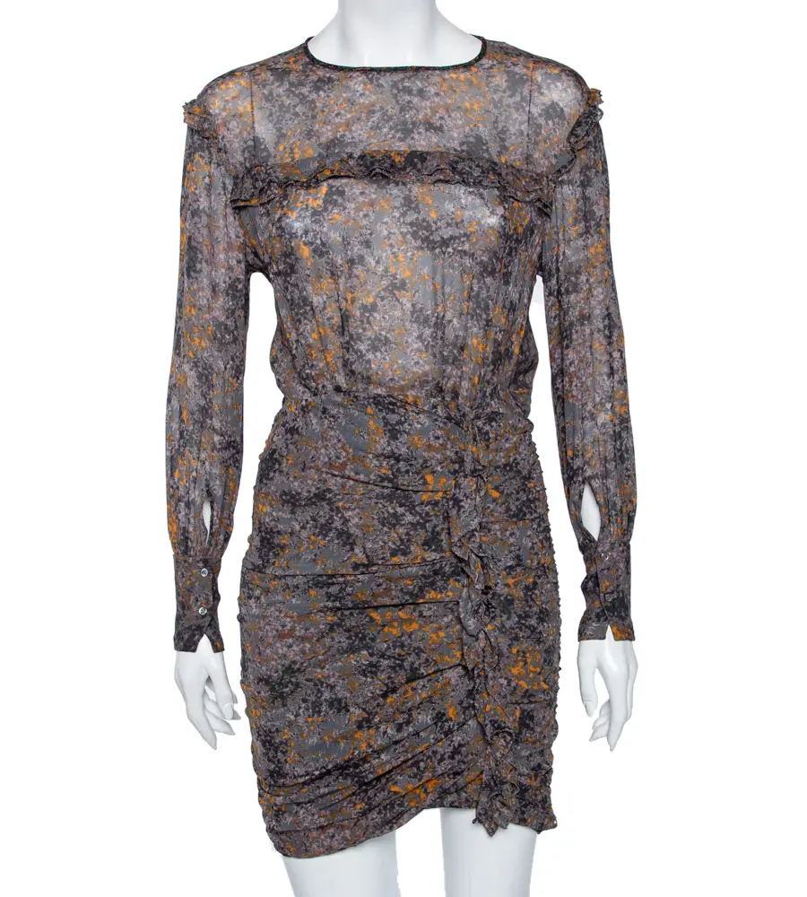 Isabel Marant Etoile Multicolored Printed Ruched Dress XS