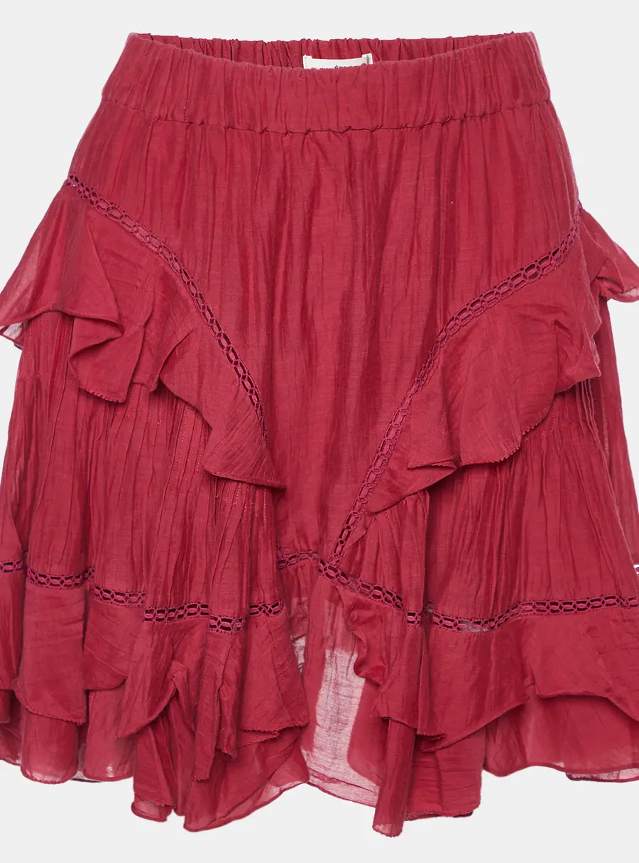 Isabel Marant Etoile Pink Cotton Ruffled Mini Skirt S