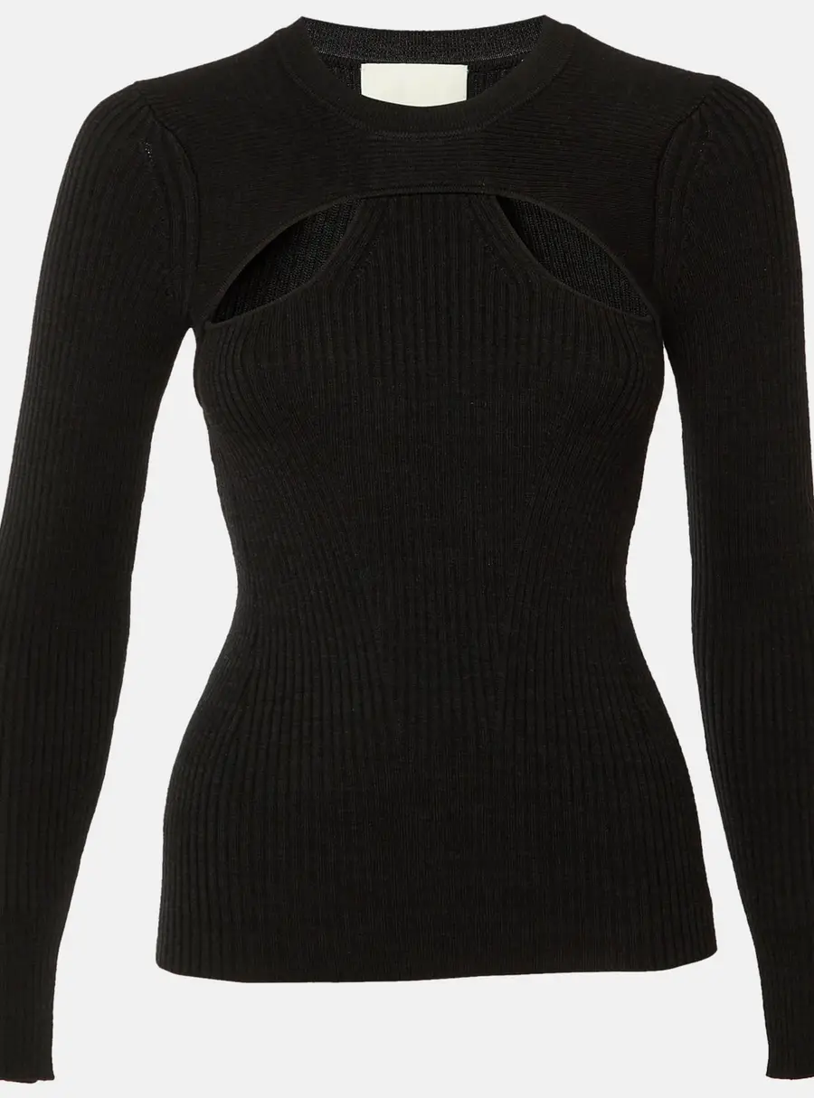 Isabel Marant Black Merino Wool Knit Zana Cut-Out Jumper S