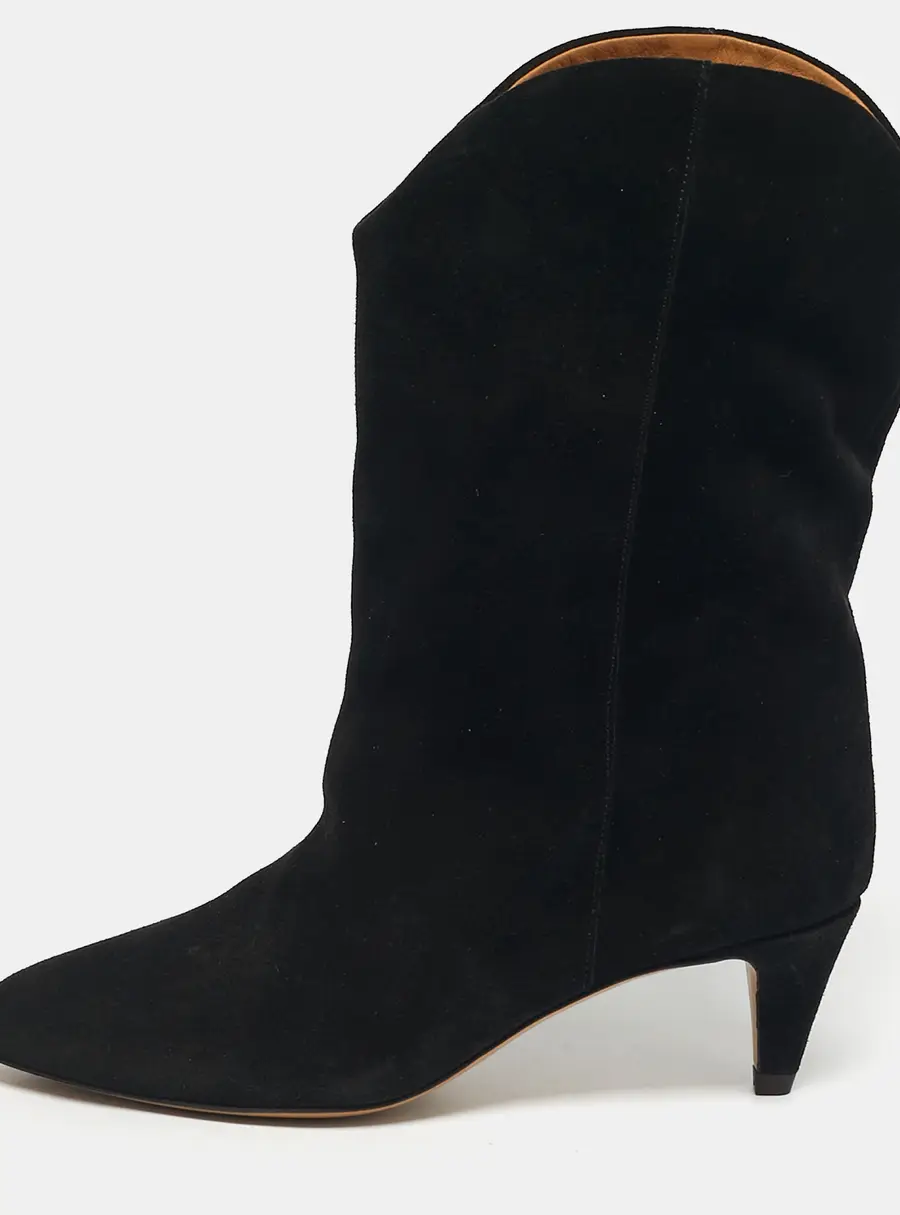 Isabel Marant Black Suede Dernee High Ankle Length Boots Size 36