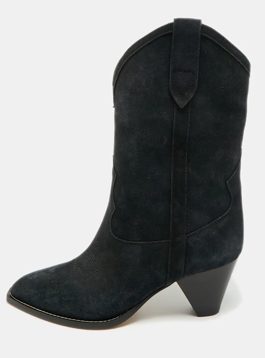 Isabel Marant Size 37 Black Suede Cowboy Ankle Length Boots
