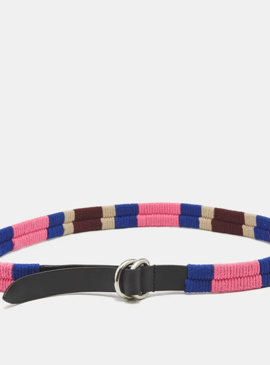 Isabel Marant Multicolor Stripe Fabric and Leather Waist Belt