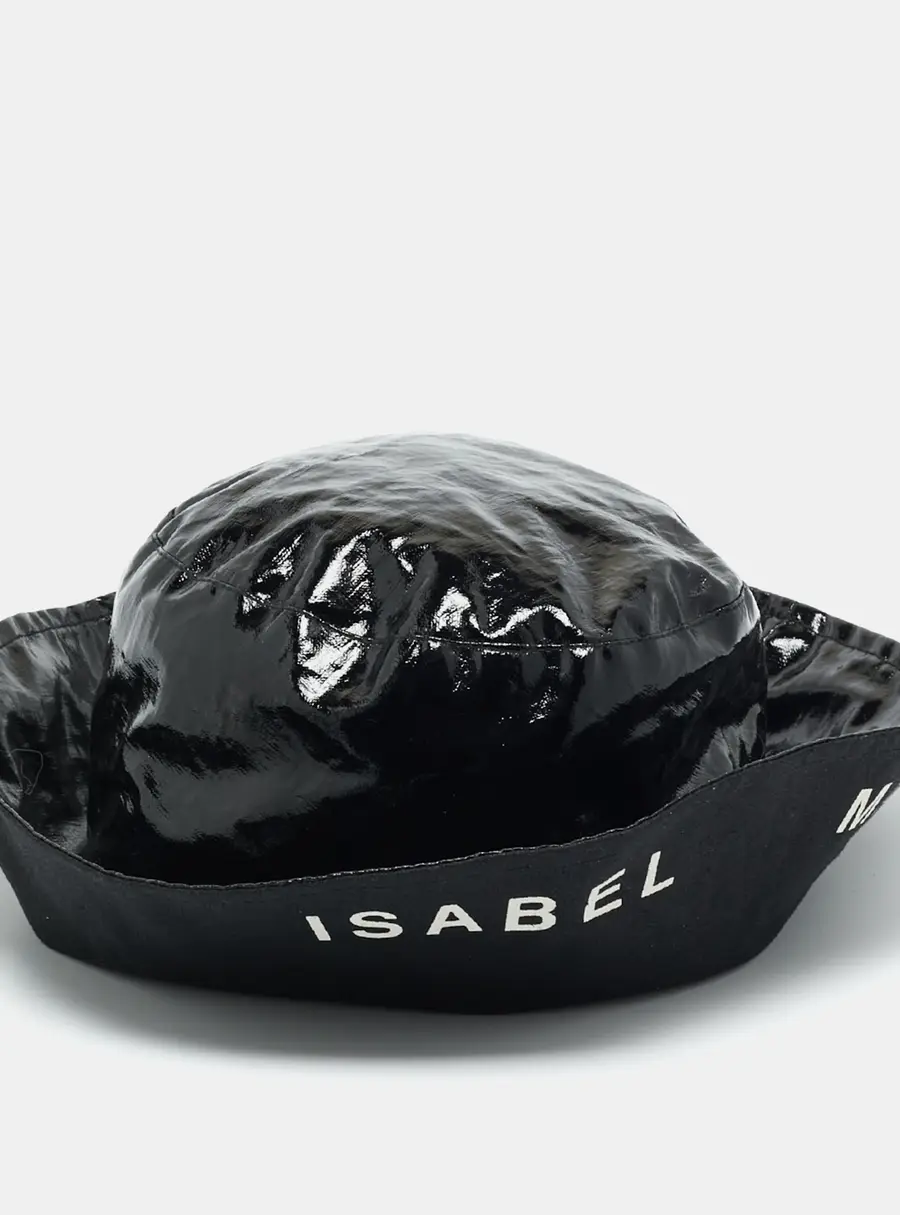 Isabel Marant Black Coated Linen Loiena Bucket Hat Size 58