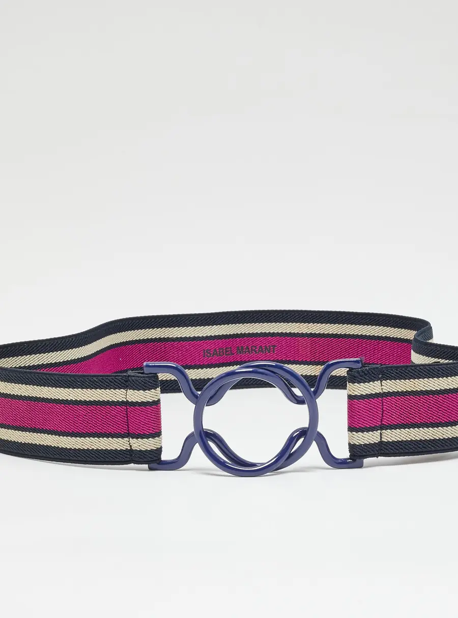 Isabel Marant Elie Stripe M Waist Belt Multicolor Stretch Fabric