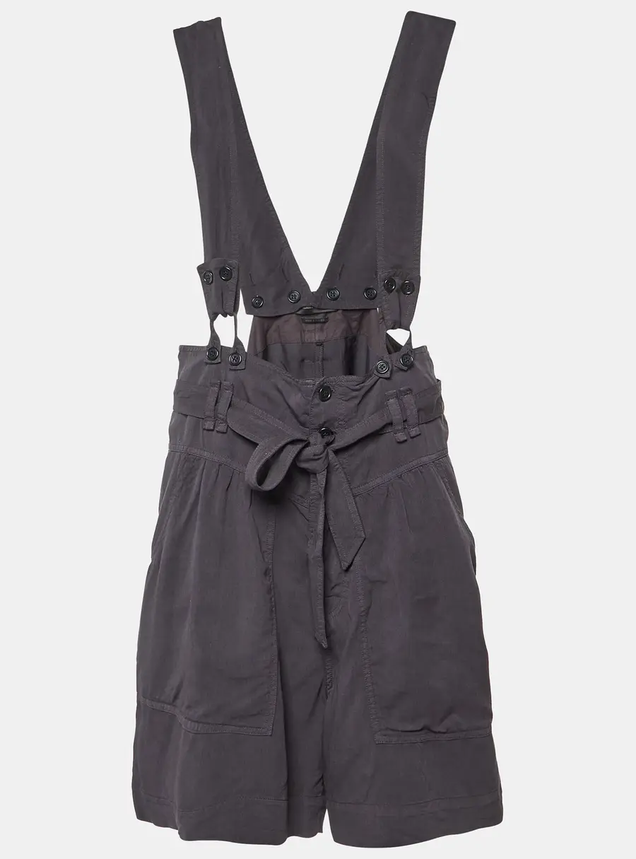 Isabel Marant Navy Blue Lyocell Blend High Waisted Suspender Shorts L