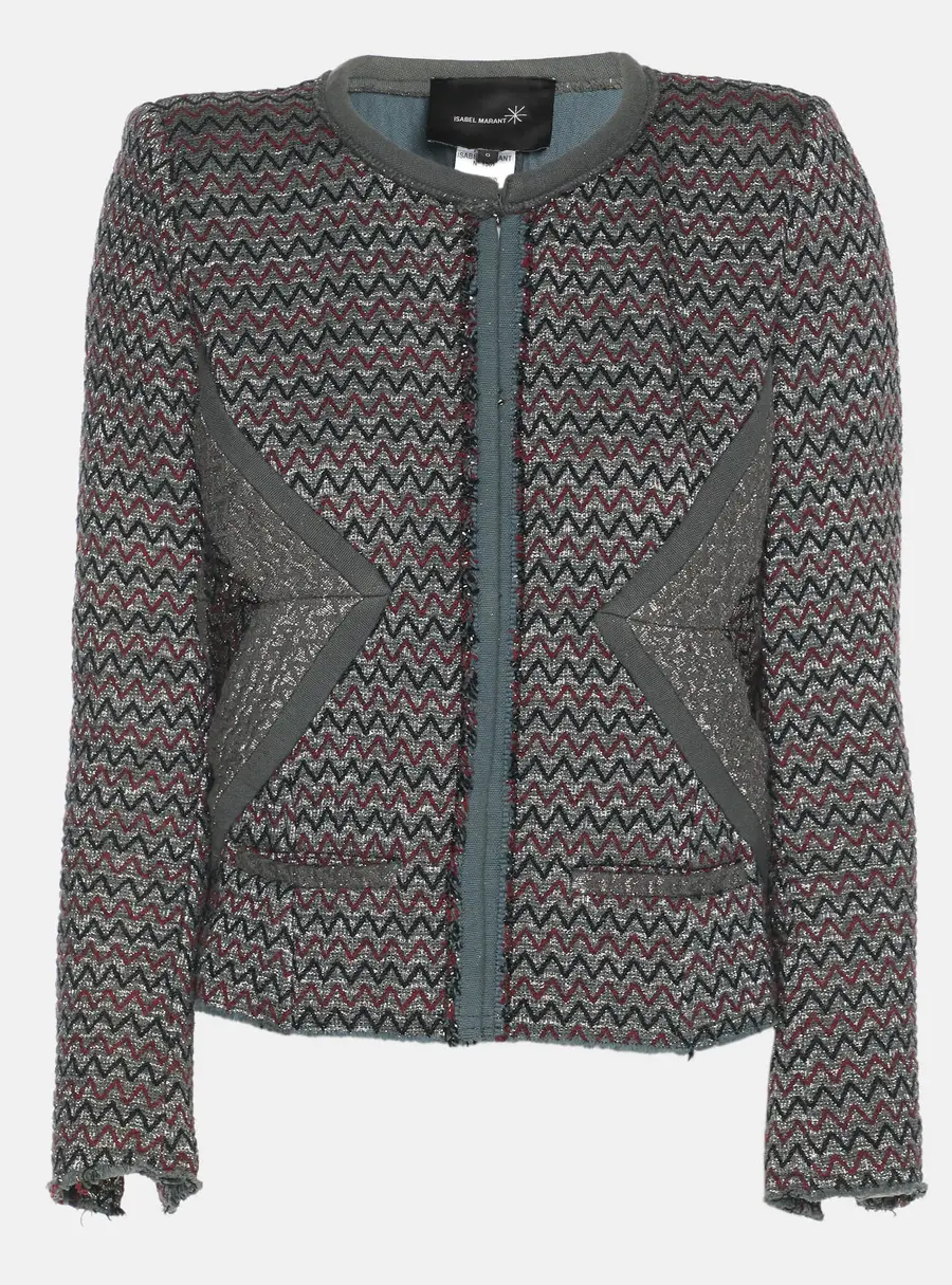 Isabel Marant Multicolored Patterned Lurex Knit Jacket XS