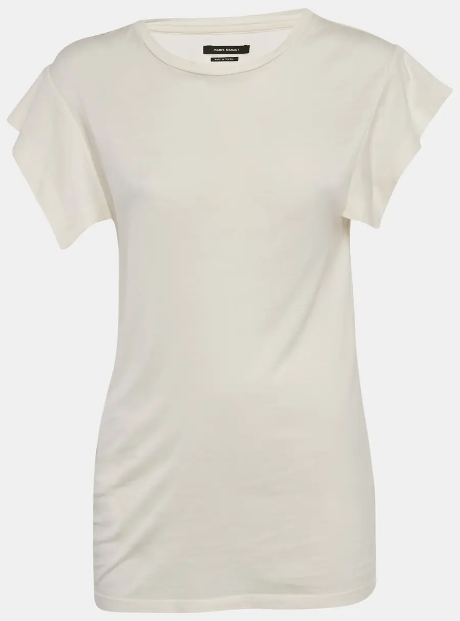 Isabel Marant Ivory Jersey Flounce Sleeve Top S
