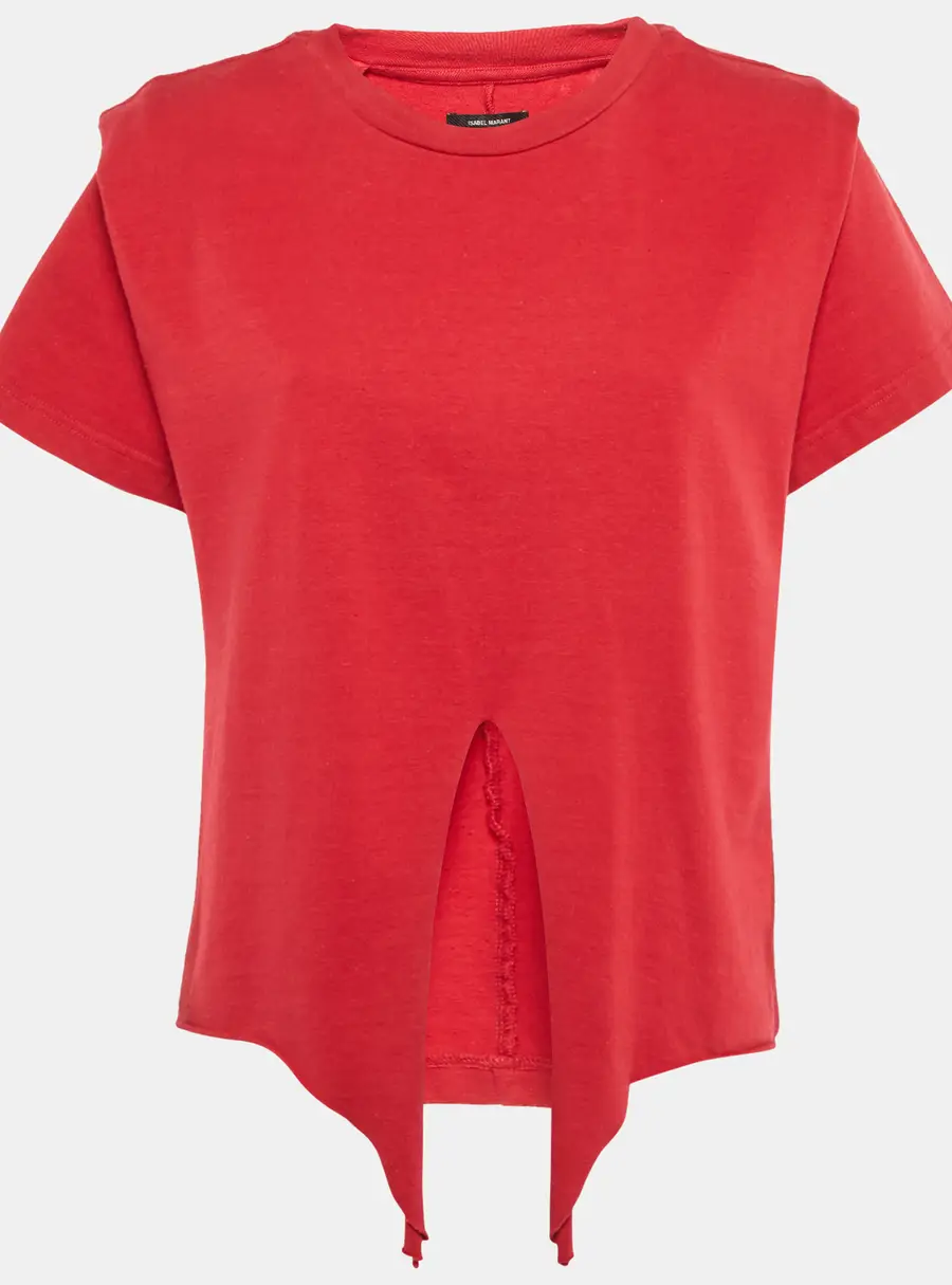 Isabel Marant Red Slub Cotton Zelito Knotted t T-Shirt S