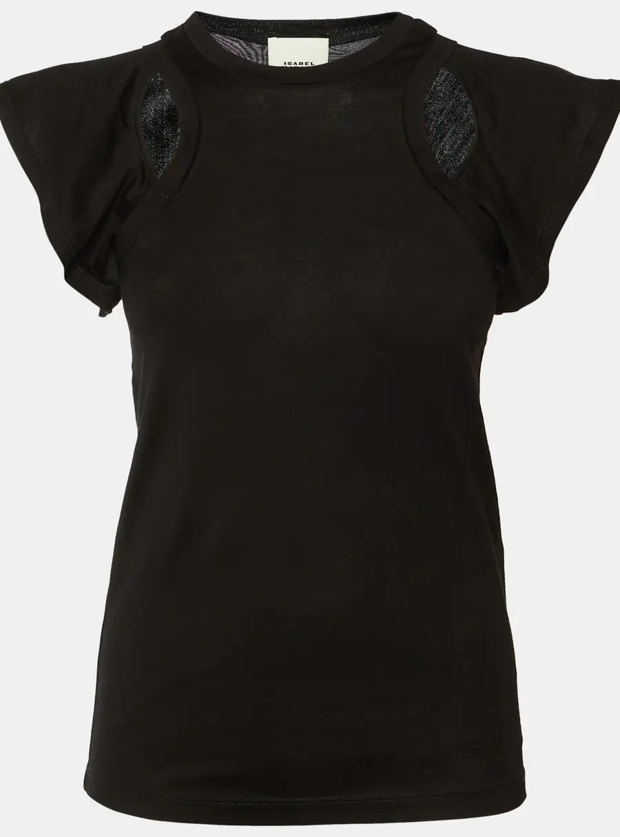 Isabel Marant Black Cotton Faly Cut-Out T-Shirt XS