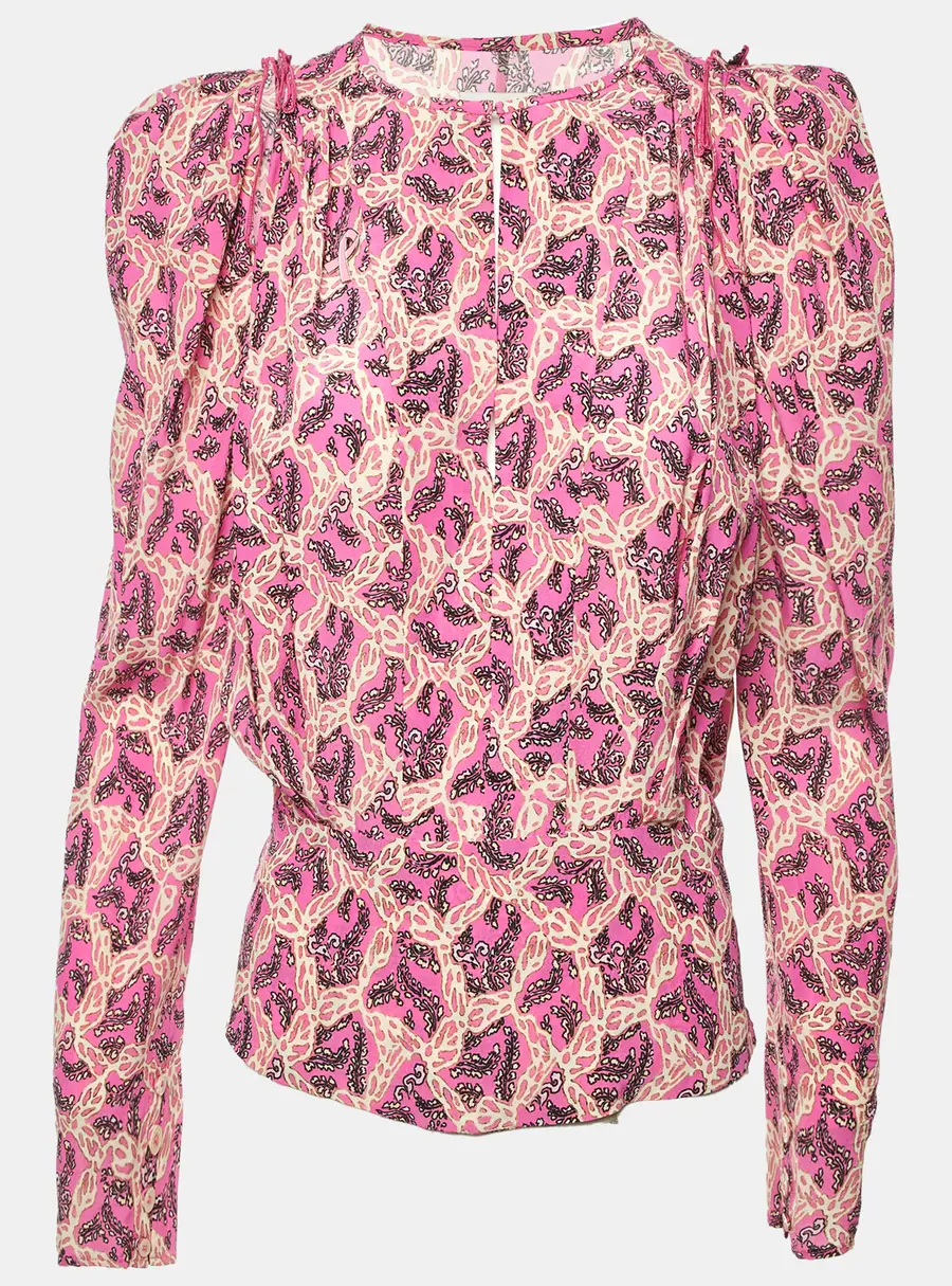 Isabel Marant Pink Printed Silk Zarga Pleated Top S