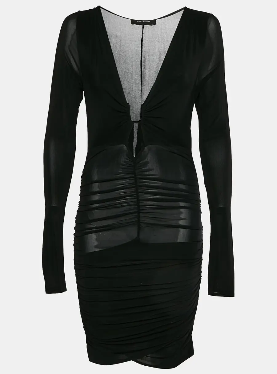 Isabel Marant Black Jersey Ruched Jordana Dress M