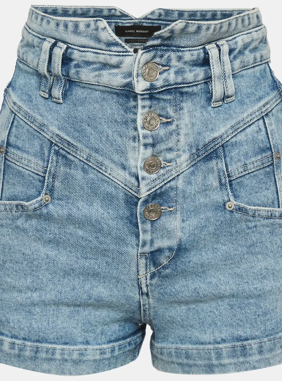 Isabel Marant Blue Denim High Waisted Jovany Shorts S