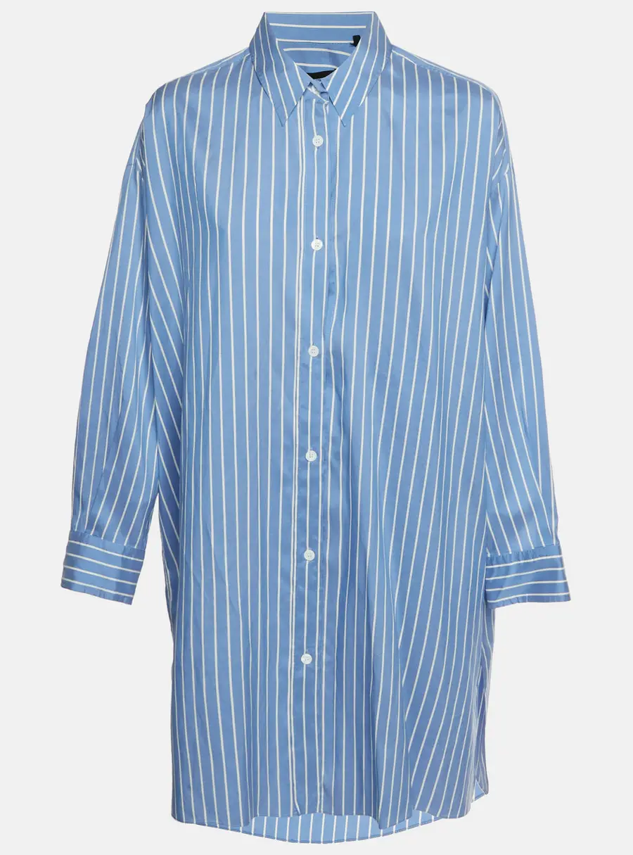 Isabel Marant Blue/White Striped Silk Oversized Button Up Shirt M