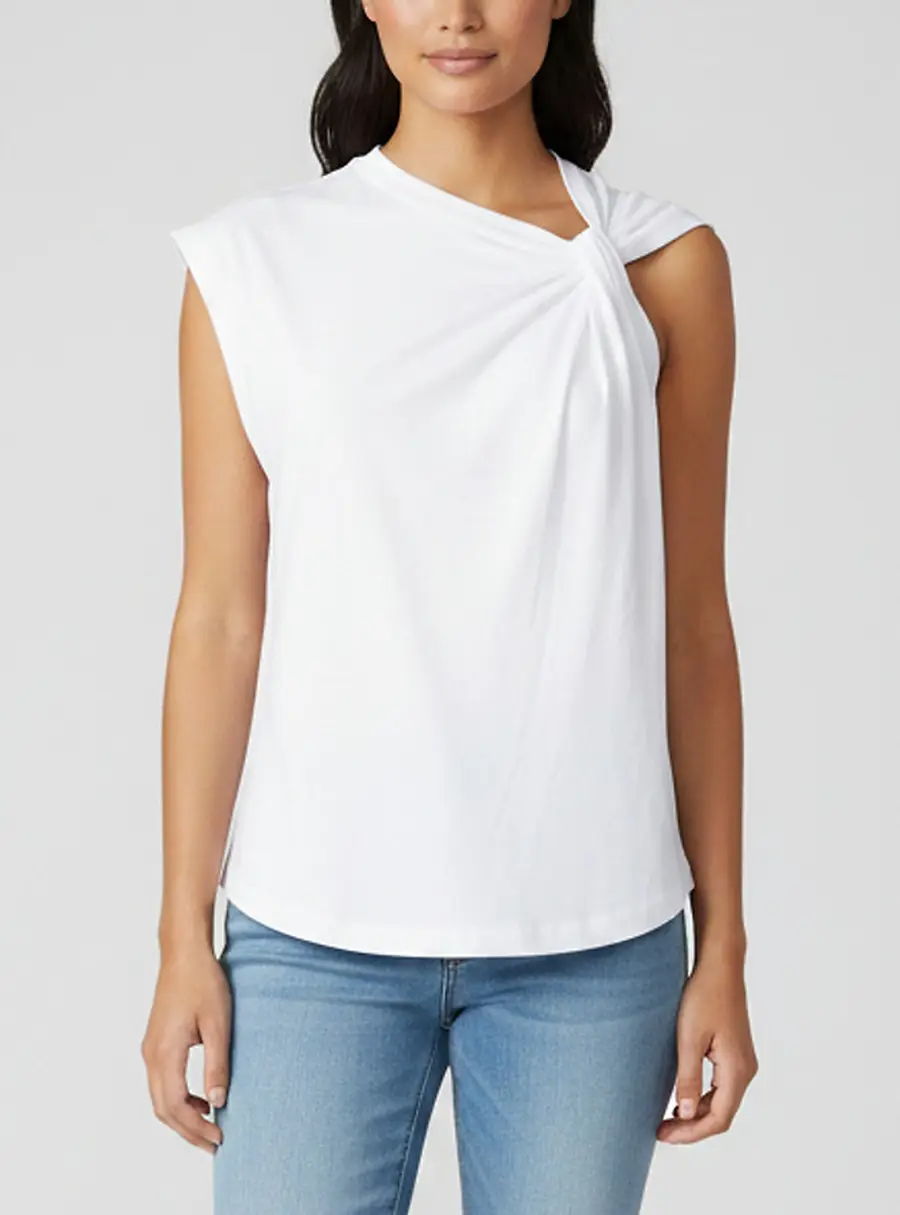 Isabel Marant White Cotton Jersey Nayda Asymmetrical T-Shirt S
