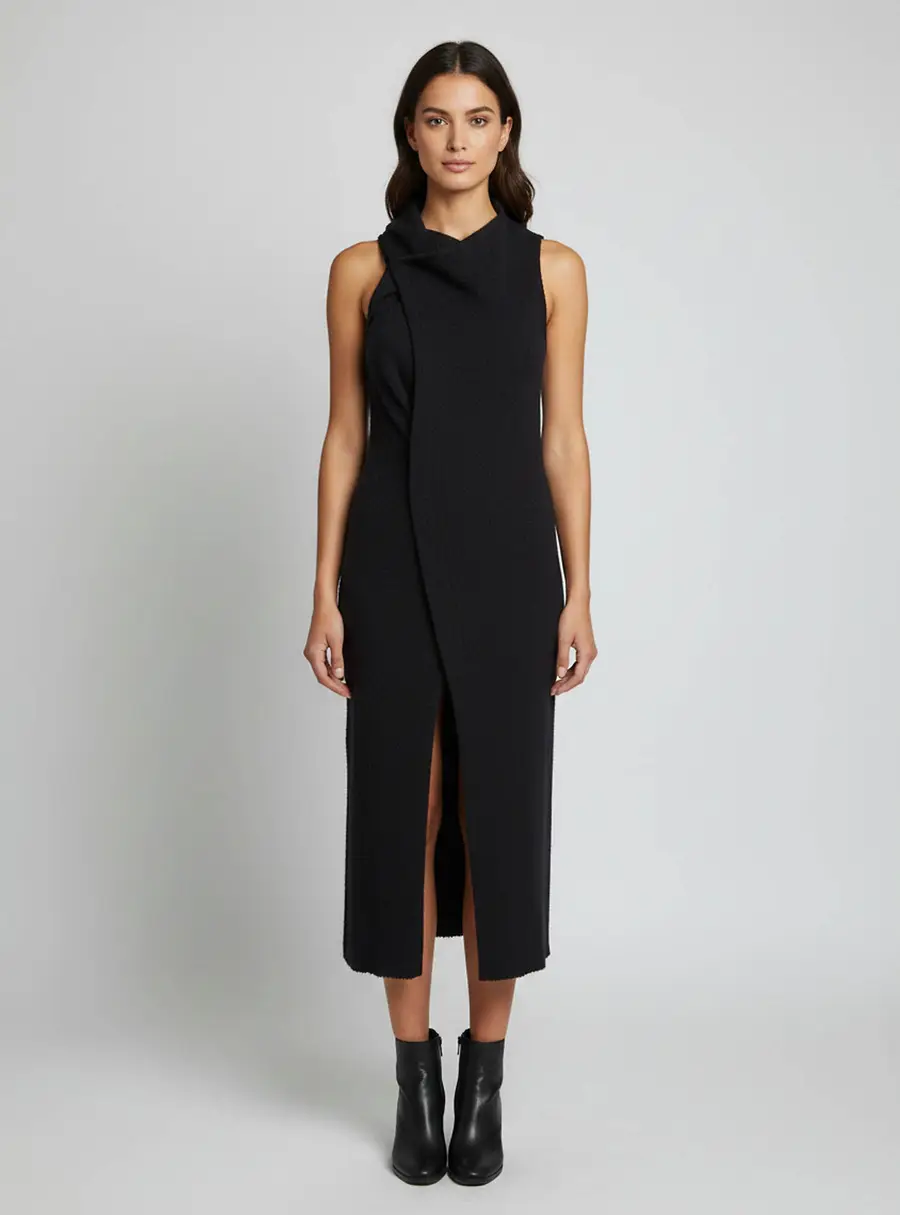 Isabel Marant Black Wool Blend Sleeveless Midi Dress S