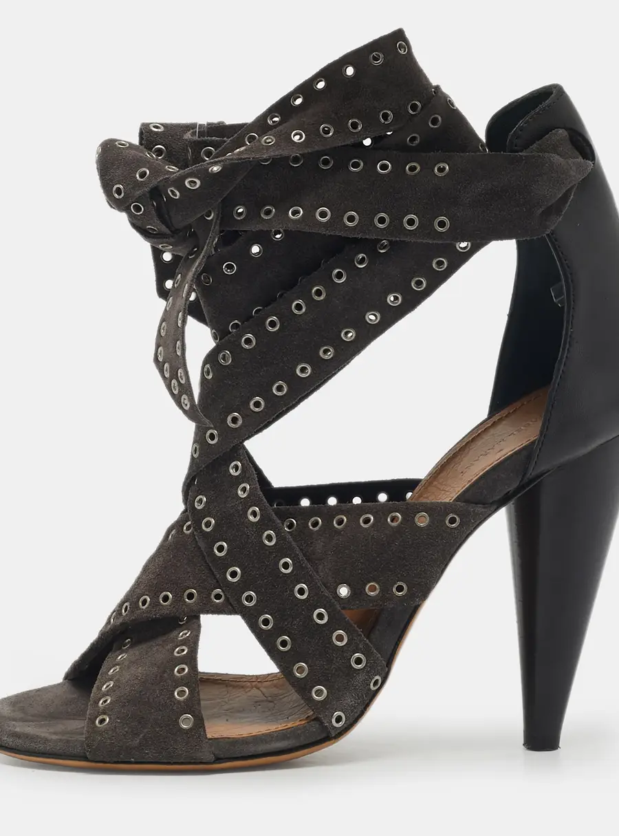 Isabel Marant Two Tone Suede Anaid Crisscross Ankle Wrap Sandals Size 40