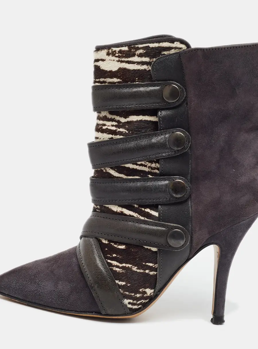 Isabel Marant Size 36 Grey/White Calf Hair and Suede Ankle Length Boots