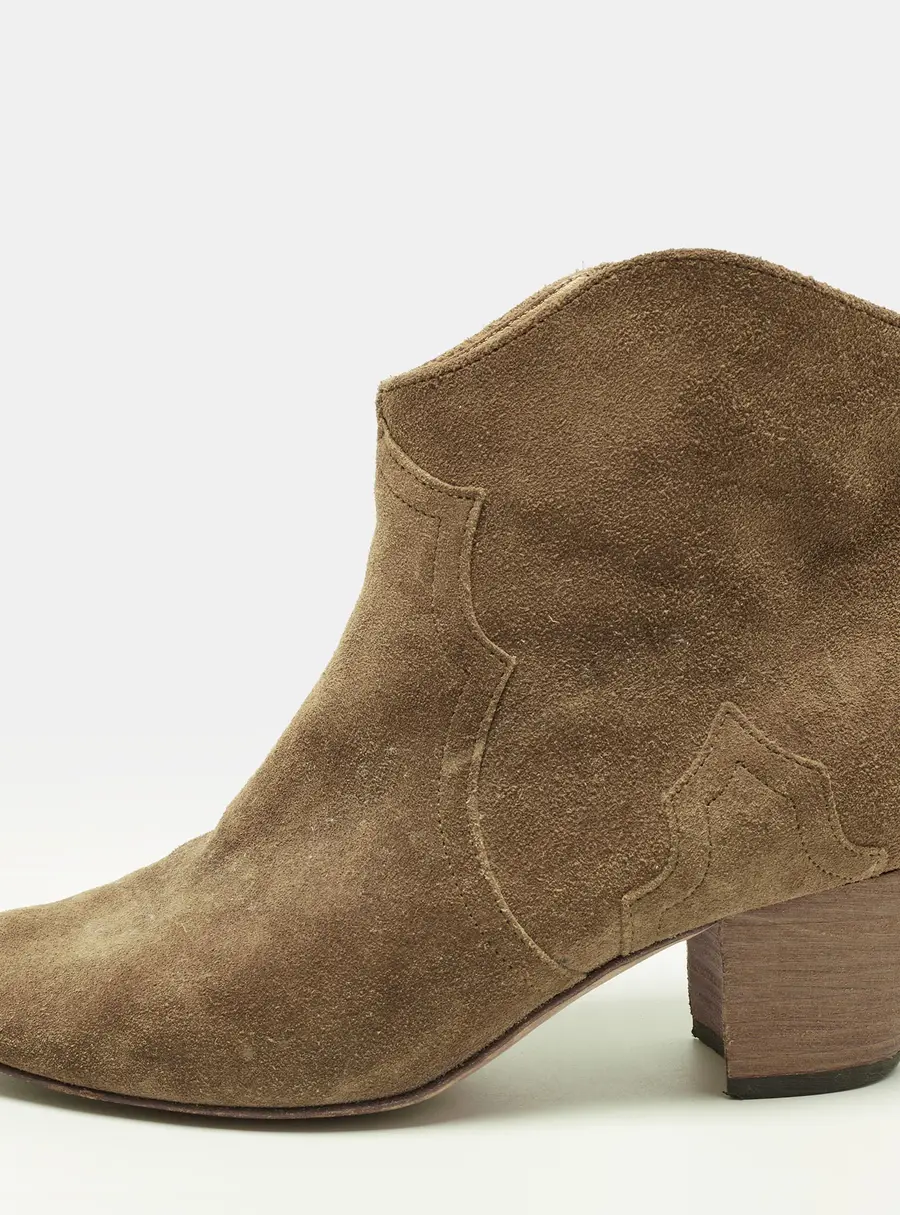 Isabel Marant Dewina Size 37 Green Suede Ankle Length Boots